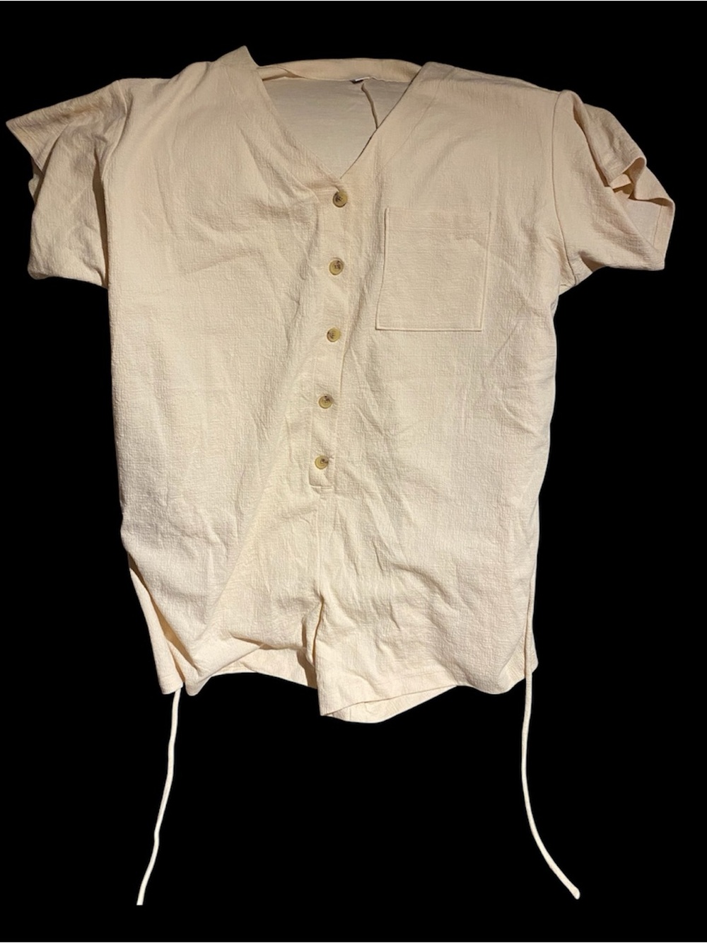 Old Navy Cream Short-Sleeve Button-Front Casual Romper 4X plus size